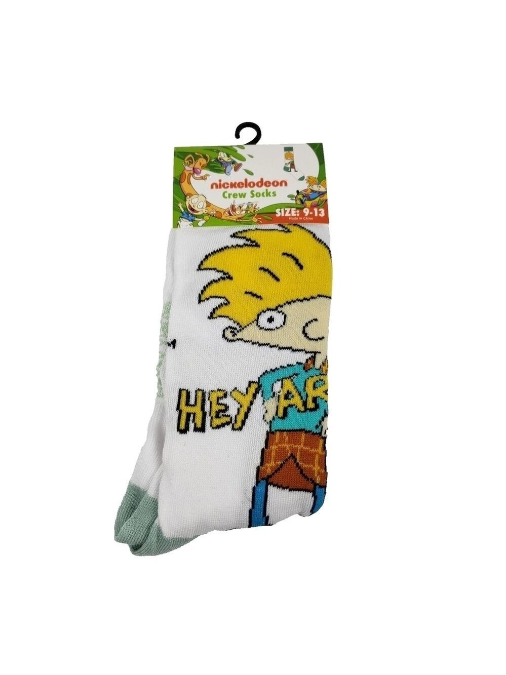 4 /$25 Nickelodeon Hey Arnold Yellow and White Crew Socks Unisex